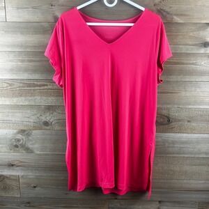 Susan Graver Womens Shirt Modern Essentials Liquid Knit Pink Basic Minimalist XL
